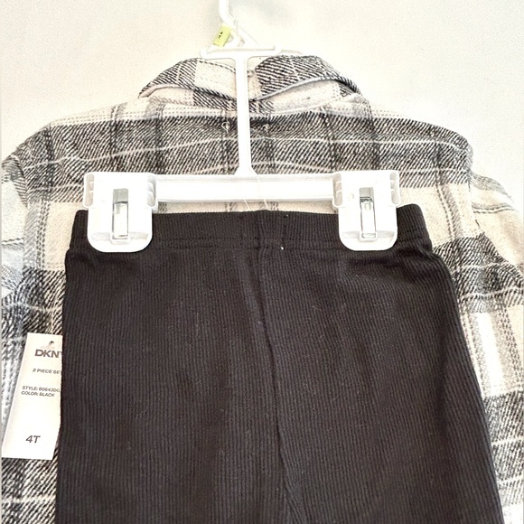 DKNY 4T 2 Piece Set - Flannel Plaid Button-Down Shirt & Leggings. NWT - Picture 9 of 13